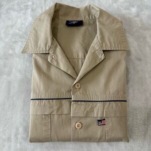 Polo‎ Jeans Co. Ralph Lauren Shirt XL Short Sleeve Button Down American Flag